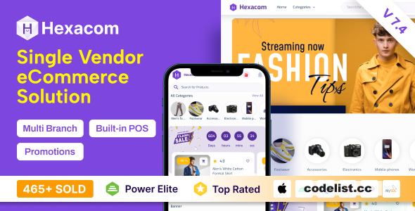 Hexacom v7.4 - single vendor eCommerce App with Website, Admin Panel and Delivery boy app - nulled