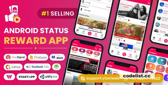 Android Status App With Reward Point (Lucky Wheel, Video, GIF, Quotes & Image) v14.0  - nulled