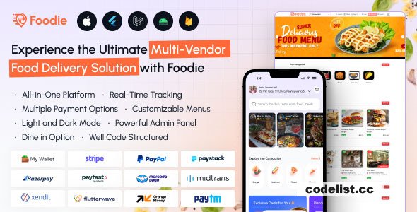 Foodie v8.2 - UberEats Clone - Food Delivery App - Multiple Restaurant Food Delivery Flutter App