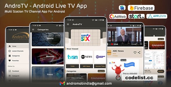 AndroTV v1.4 - Android Multiple TV Channels App (Live Streaming)
