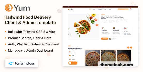 Yum - Tailwind CSS Client & Admin Food Template