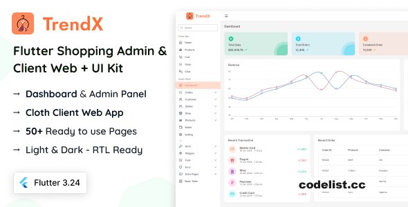 TrendX v1.0 - Flutter Cloth Admin & Client Web + UI Kit