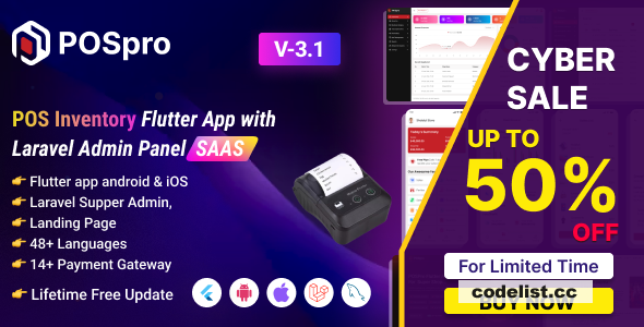 POSpro v3.1 - POS Inventory Flutter App with Laravel Admin Panel SAAS - nulled