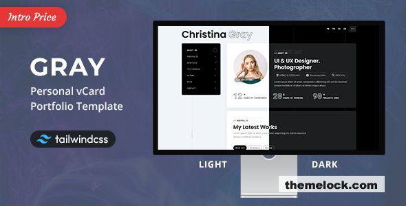Gray - Tailwind Personal vCard/Portfolio Template