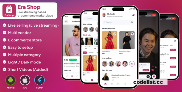 Era Shop v1.4.0 - Live Streaming, Short Video based E-commerce Store Multi Vendor