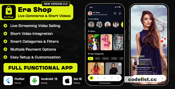 Era Shop v2.0.0 - Live Streaming, Short Video based E-commerce Store Multi Vender