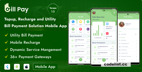 Bill Pay v2.1 - Topup, Recharge And Utility Bill Payment Mobile App