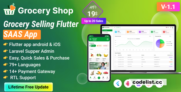 Grocery Shop v1.1 - Grocery Selling Flutter App with Admin panel SAAS