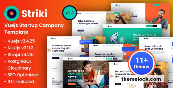 Striki v1.3 - Vue Strapi 4+ IT Startup & SEO Marketing Company Template