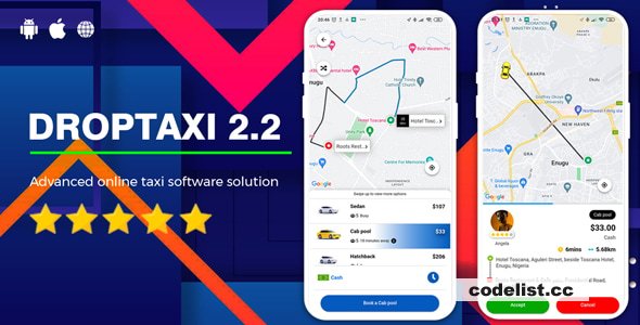 Droptaxi v2.2.0 - White label mobile taxi app software script