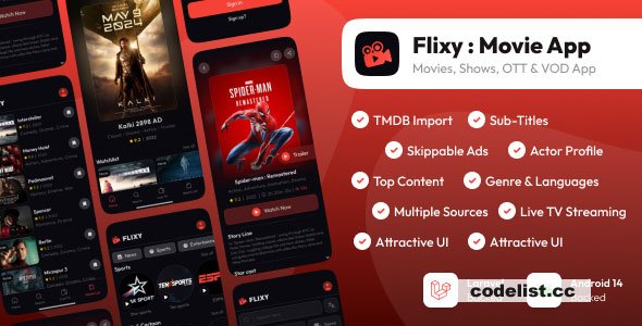 Flixy Movie App - Series,Live TV, Video Streaming App, Netflix Clone - 13 January 2025