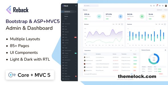 Reback - ASP Core + MVC 5 Admin Dashboard Template