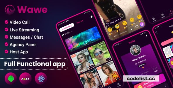Wawe v2.0 - Video call, Live streaming, Chat | Host based app with Admin panel & Agency Panel