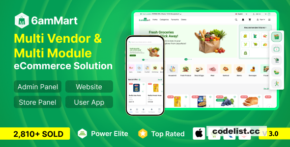 6amMart v3.4 - Multivendor Food, Grocery, eCommerce, Parcel, Pharmacy delivery app with Admin & Website - nulled