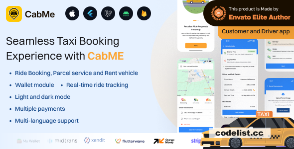 CabME v7.0 - Flutter Complete Taxi app - Taxi Booking Solution