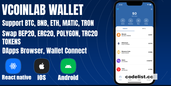 VCoinLab v1.0 - Best Crypto Wallet React Native Template