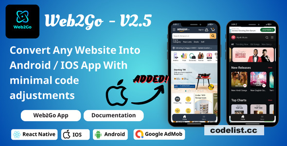 Web2Go v2.5 - Website to React Native IOS Android App