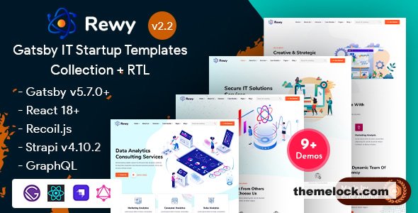 Rewy v2.2 - Gatsby React IT Startup & Technology Template