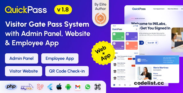 QuickPass v1.8 - Visitor Gate Pass System with Admin Panel, Website & Employee App - nulled