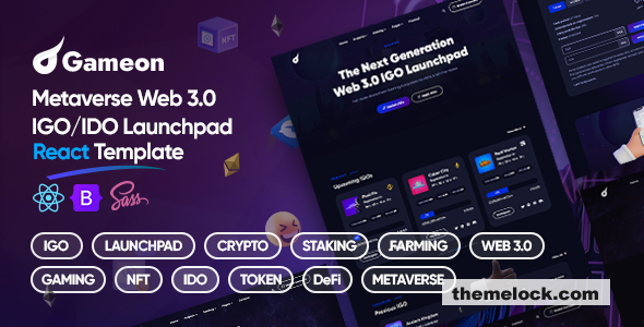 Gameon - Metaverse IGO Launchpad React Template