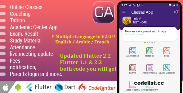 Online Classes v3.0 - Coaching, Tuition, Institute, Academic Center App - Advance App