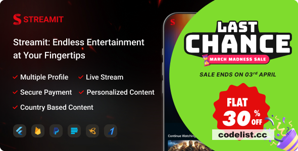 Streamit v1.1.4 - OTT Streaming Flutter App (Add-on)