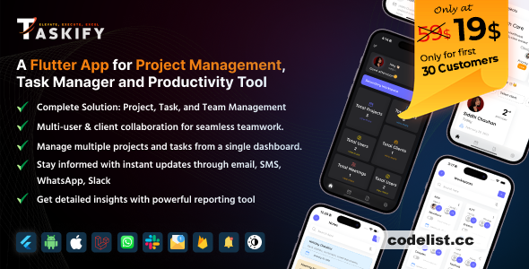 Taskify Flutter App v1.2.0 - Project Management, Task Manager and Productivity Tool
