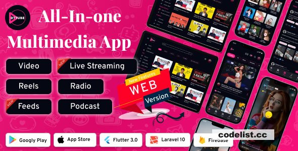 DTTube v1.3.0 - Video-Reels-Podcast-Live Streaming Flutter App