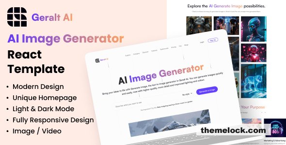 Geralt AI - AI Image Generator React Template