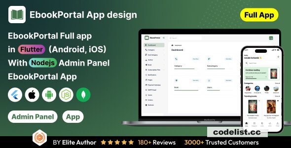 EbookPortal v1.0 - Ebook Full App in Flutter with NodeJs Backend - ReadHub App