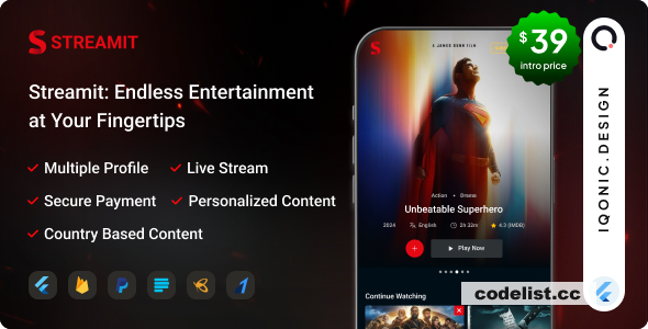Streamit - OTT Streaming Flutter App (Add-on) v1.2.0