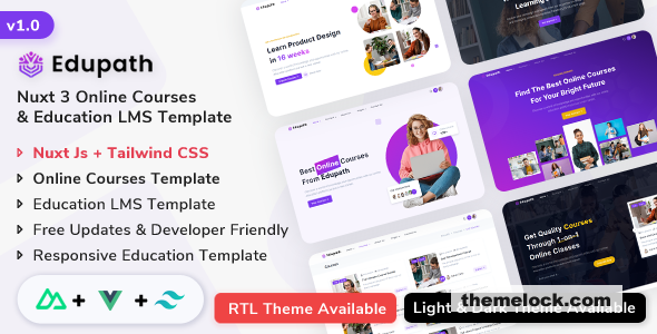 Edupath - Nuxt Js Online Courses & Education LMS Template