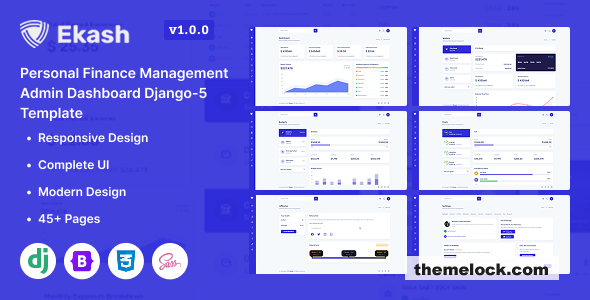 Ekash - Personal Finance Management Admin Dashboard Django Template