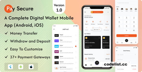 Pay Secure v1.0 - Digital Wallet Application For User (Android, iOS)
