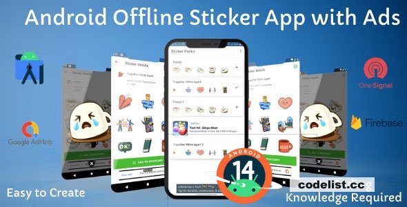 Whatsapp Sticker App (Offline) with Admob and OneSignal Push Notification for Android v1.4