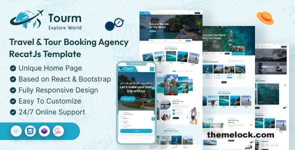 Tourm - Travel & Tour Booking Agency ReactJS Template