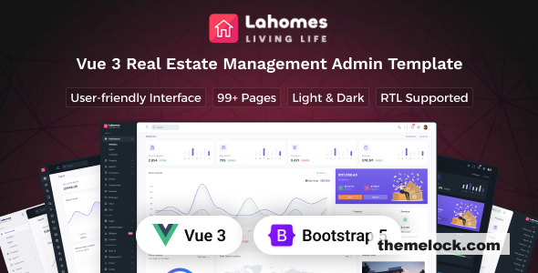 Lahomes - Vue 3 Real Estate Management Admin Dashboard