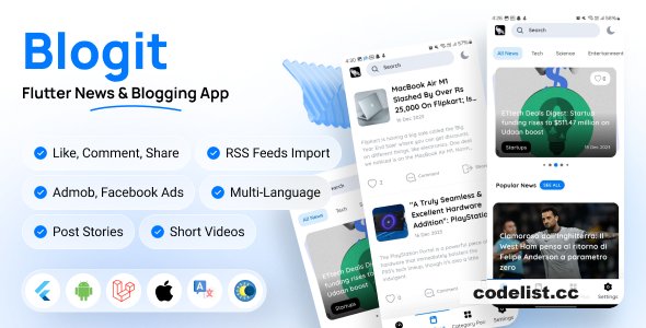 Blogit News App v2.5 - Flutter News App and Website Complete Solution