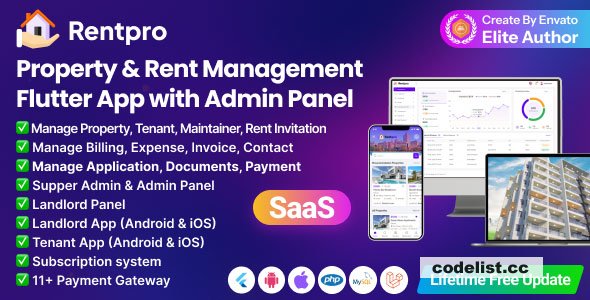 RentPro v1.0 - Best Property & Rent Management Software with Laravel Admin + Flutter Mobile App - nulled