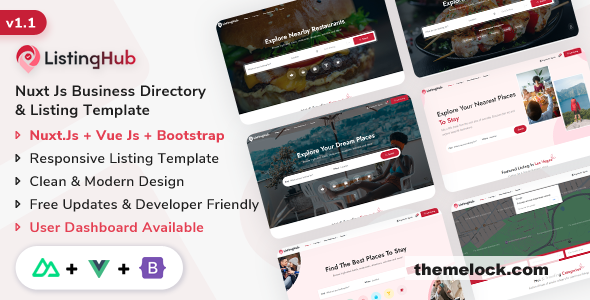 ListingHub v1.1.0 - Vue Nuxt Js Business Directory & Listing Template