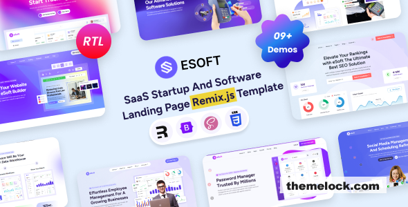 eSoft - Remix.Js SaaS Startup & Software Landing Page Template