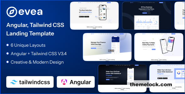 Evea v1.0.0 - Angular App Landing Page Template
