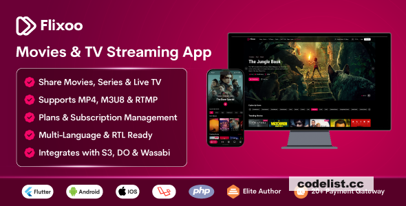 Flixoo v1.0.1 - AI-Powered OTT CMS for Movies, Series & Live TV (Web + Mobile) with Monetization