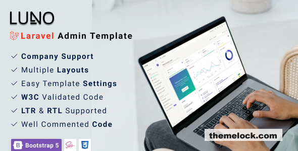 LUNO v1.7.0 - Laravel Admin Dashboard Template for Multi-Domain Solution