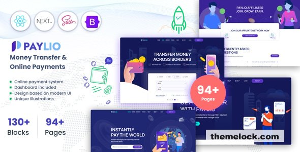 Paylio v2.0 - Money Transfer and Online Payments React Next JS Template