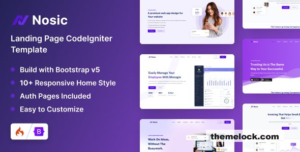 Nosic - Responsive Landing Page CodeIgniter Template