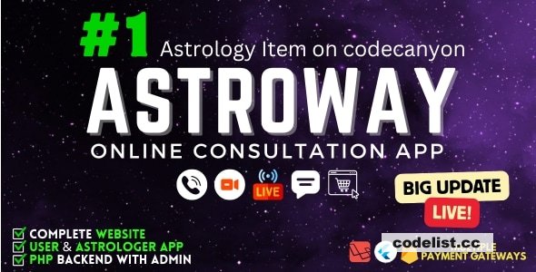 Astroway v3.1 - Complete Astrology Consultation App with Chat, Calling, e-Puja, Shop & AI Chat