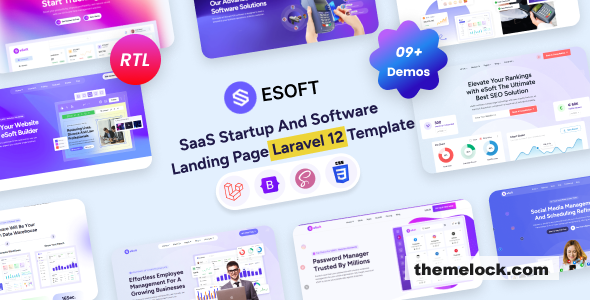 eSoft v1.0 - Laravel 12 SaaS Startup & Software Landing Page Template