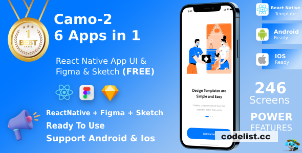 CaMo-2 v1.4 - React Native Kit 6 Apps in 1 Template