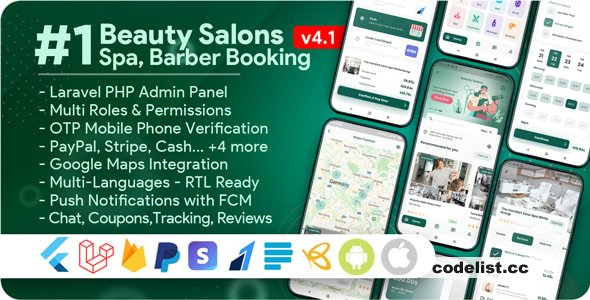 Beauty Salons, Spa, Massage, Barber Booking, Business Listing Multi-Vendor App with Admin Panel v4.1.0